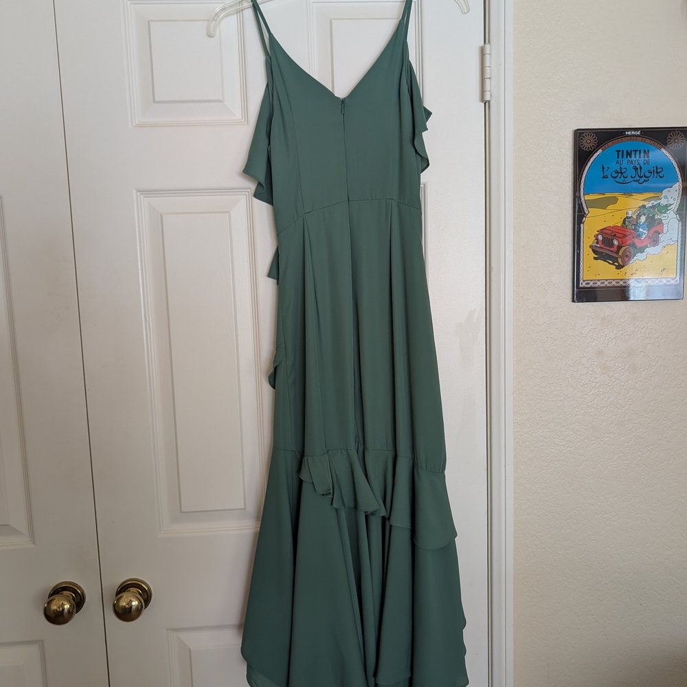 Lulu's Sage Green Ruffled High-Low Dress - Picture 9 of 11